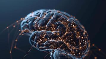 3D model of a brain, intricate neural network photo