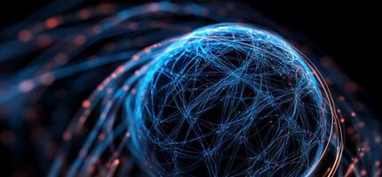 Abstract sphere of interconnected threads photo