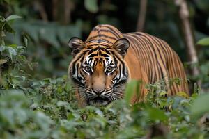 Tiger in dense jungle photo