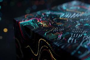 Abstract data visualization, complex network, intricate patterns. Complex digital topography photo