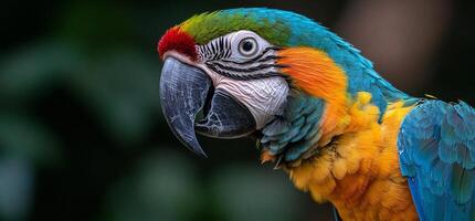 A close up of a colorful parrot photo
