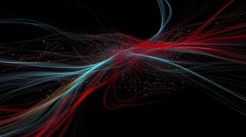 Abstract swirling lines and points of light. Dynamic digital art photo
