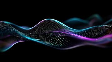 Abstract digital wave, vibrant colors, particle animation photo