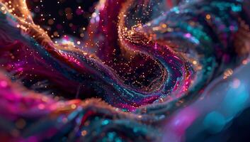 Abstract swirling textures of vibrant colors and light. A dynamic display of flowing forms and glittering particles photo