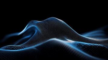 Abstract digital landscape. Complex wave pattern of glowing points photo