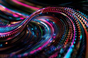 Abstract digital wave, swirling colorful lines. Dynamic flowing lines of light and color photo