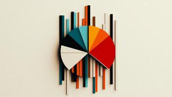 Colorful data visualization, pie chart and bar graph photo