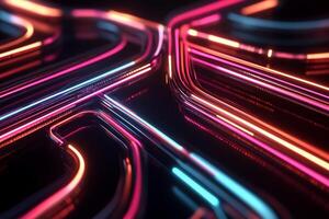 Abstract neon glowing lines intersecting photo