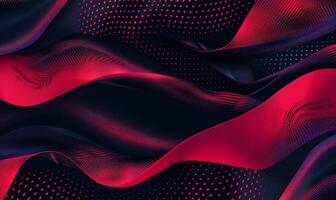 Abstract vibrant flowing red and dark curves with dotted patterns photo