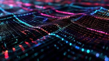 Abstract digital wave pattern with colorful data points photo