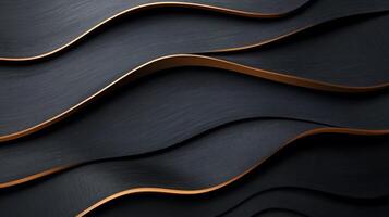 Dark, dynamic, layered, abstract design with subtle gold accents. Complex, wavy, textured, and sleek photo
