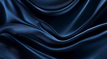 Deep navy blue silk drapes in elegant folds photo