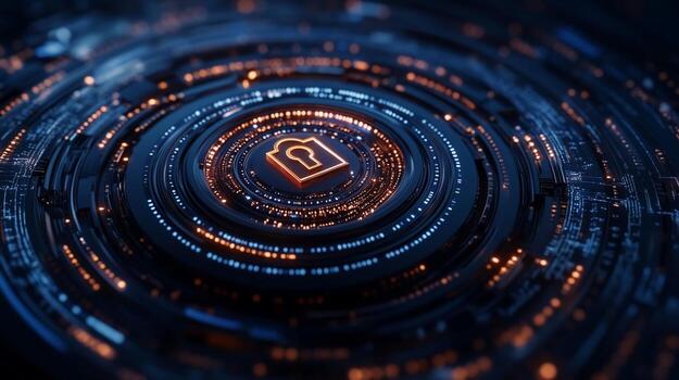 Digital security system. Interactive, technological interface photo