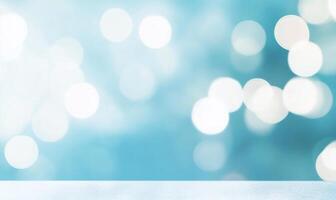 Soft, light blue bokeh background with a smooth, flat surface photo