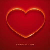 Valentines day minimalist greeting card. Background with shining heart. Valentines day card illustration on red background. Holiday illustration of red heart vector