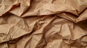 Crumpled brown paper background photo