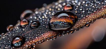 A close up of water droplets on a leaf photo
