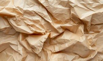 Crumpled paper background with a brown crumpled texture photo