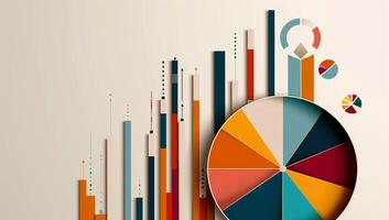 Data visualization with bar and pie charts showing growth trends photo