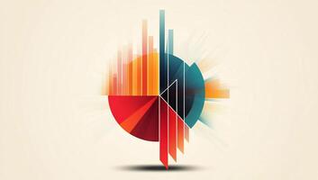Abstract data visualization. Colorful circular graphic design, combining pie chart and bar graph elements photo