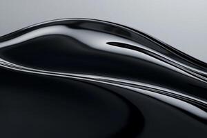 Sleek, dark, flowing abstract form with glossy, reflective surface photo