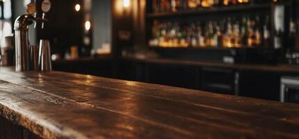 Rustic bar top, dark and inviting photo