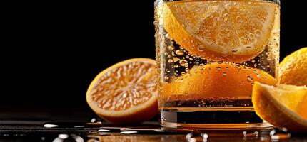 Refreshing citrus drink with sparkling water photo