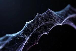 Abstract network structure of interconnected points and lines. Complex digital design with gradients of color photo