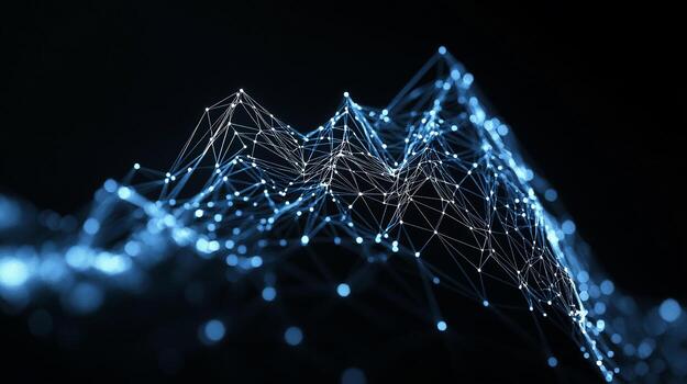 Abstract data visualization, complex network, interconnected points photo