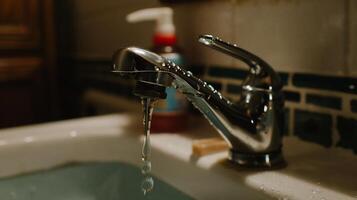 A faucet with water running out of it photo