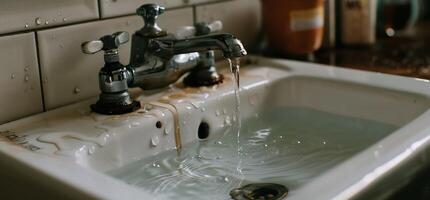 Rusty Water Running in Sink photo