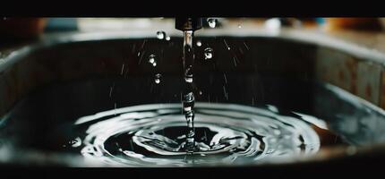 A close up of water falling from a faucet photo