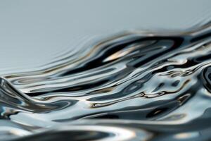 Abstract liquid motion. Fluid, dynamic, rippling surface, reflecting light. Metallic sheen photo