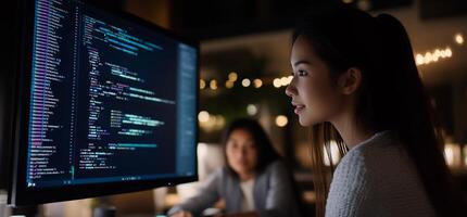 Focused Programmer at Night photo