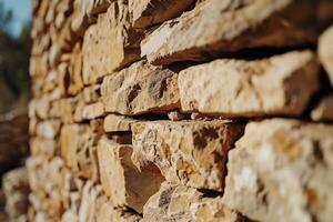 A stone wall with a small hole in it photo