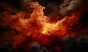 A dark background with smoke and fire photo