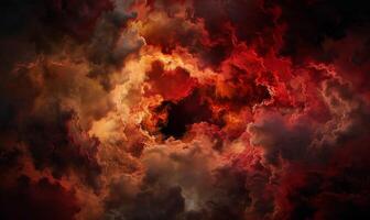 Fiery, chaotic storm clouds photo