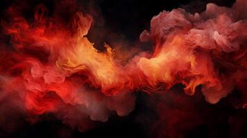 Abstract fiery smoke swirls against a dark background. A dynamic display of vibrant colors and textures photo
