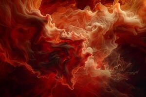 Abstract liquid swirls in fiery oranges, reds, and whites. Complex, flowing forms photo
