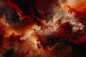 Abstract swirling clouds of red, orange, and beige. Detailed textures and intense colors create a sense of vibrant chaos photo