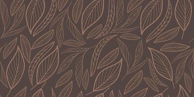 Seamless pattern with abstract leaves. Floral wallpaper in minimalistic linear style. Trendy colors background, line art design element and illustration. Template for design, paper, cover, fabric vector