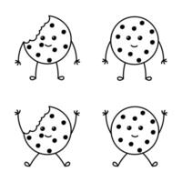 collection of hand drawn cookies with smiling faces vector