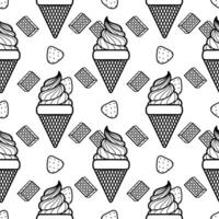 seamless pattern hand drawn chocolate ice cream and strawberries vector