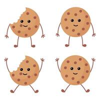 collection of cookie illustrations with smiling faces vector