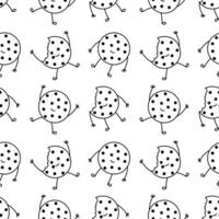 seamless pattern of hand drawn cookies with smiling faces vector