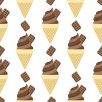 seamless pattern of chocolate ice cream on white background vector