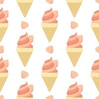strawberry ice cream seamless pattern on white background vector
