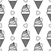hand draw strawberry ice cream seamless pattern vector