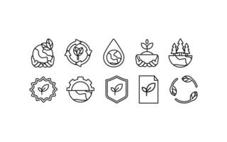 Protection icons showcasing ecofriendly practices for a green future suitable for environmental blogs, sustainable living articles, educational materials on conservation. vector