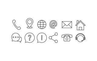 Contact us with icons for phone, email, location, and chat. Suitable for websites, customer service, contact pages, and business communication. vector